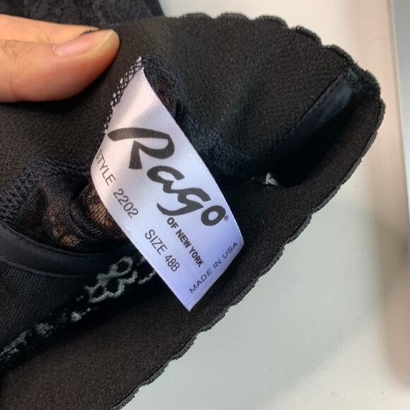 Rago Women's Long Line Bra Style 2202 Black Lace 48B - Picture 4 of 5